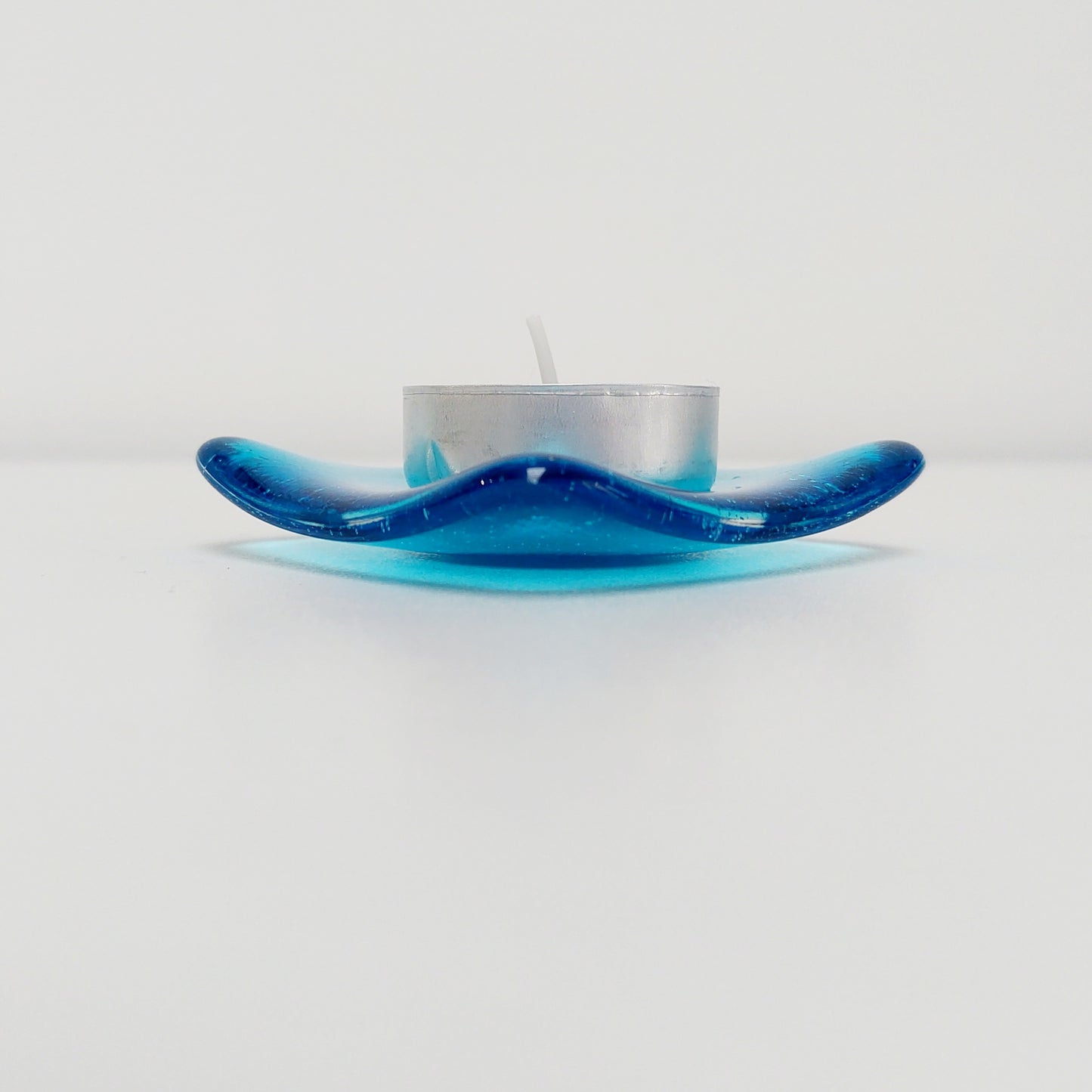 Turquoise Glass Heart Ring Dish, Small Handmade Fused Glass Trinket Dish