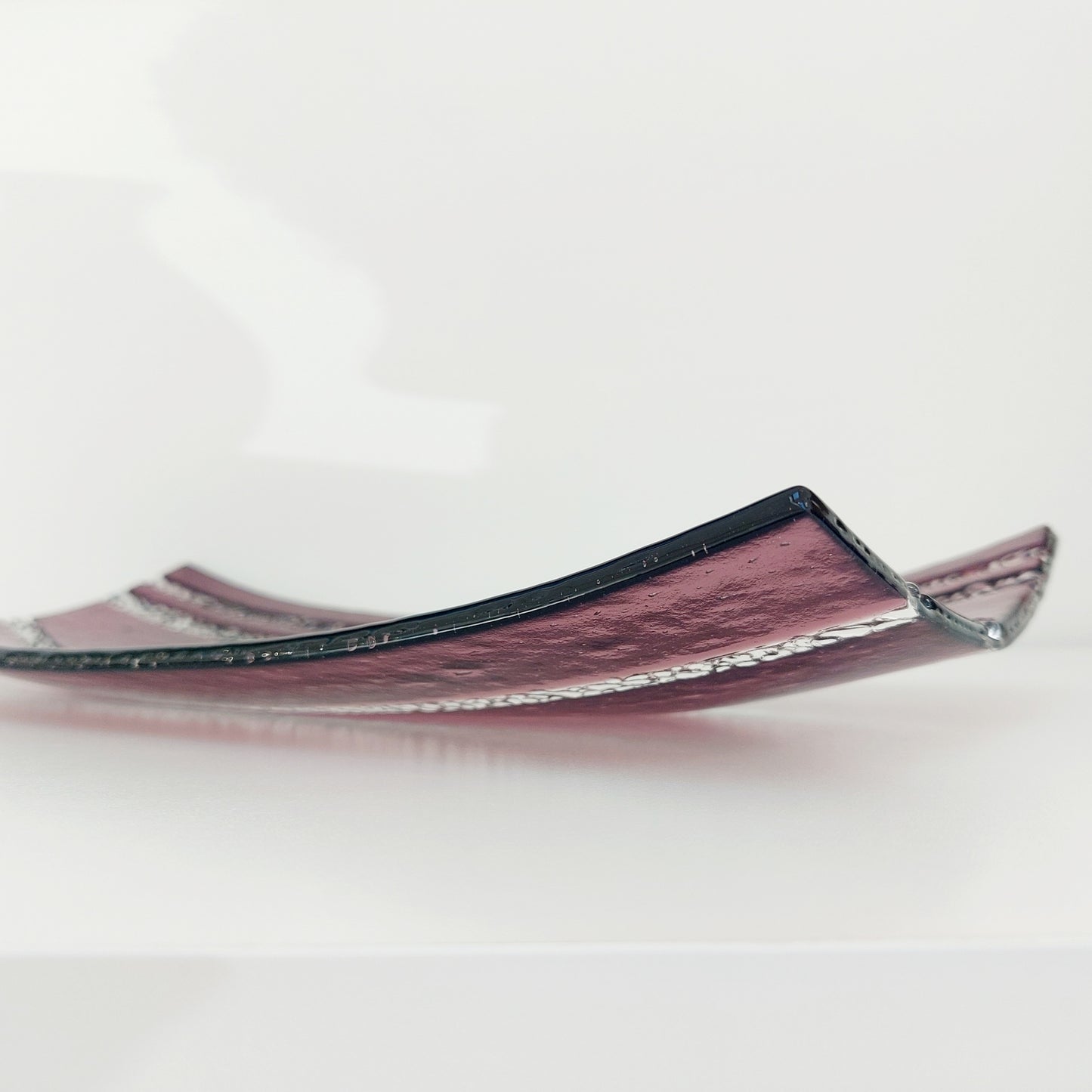 Handmade Plum Fused Glass Tray, Decorative Table Centerpiece