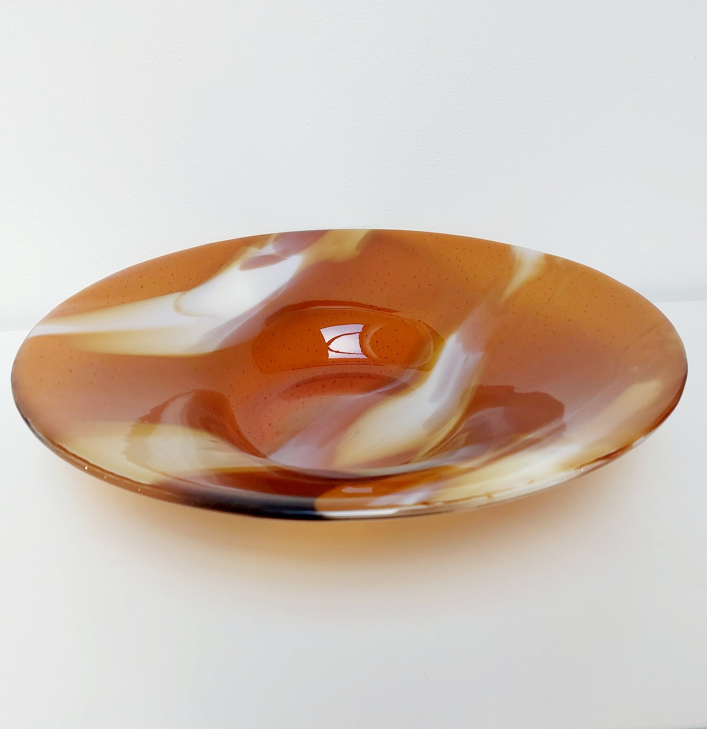 Large Artisan Amber Glass Bowl