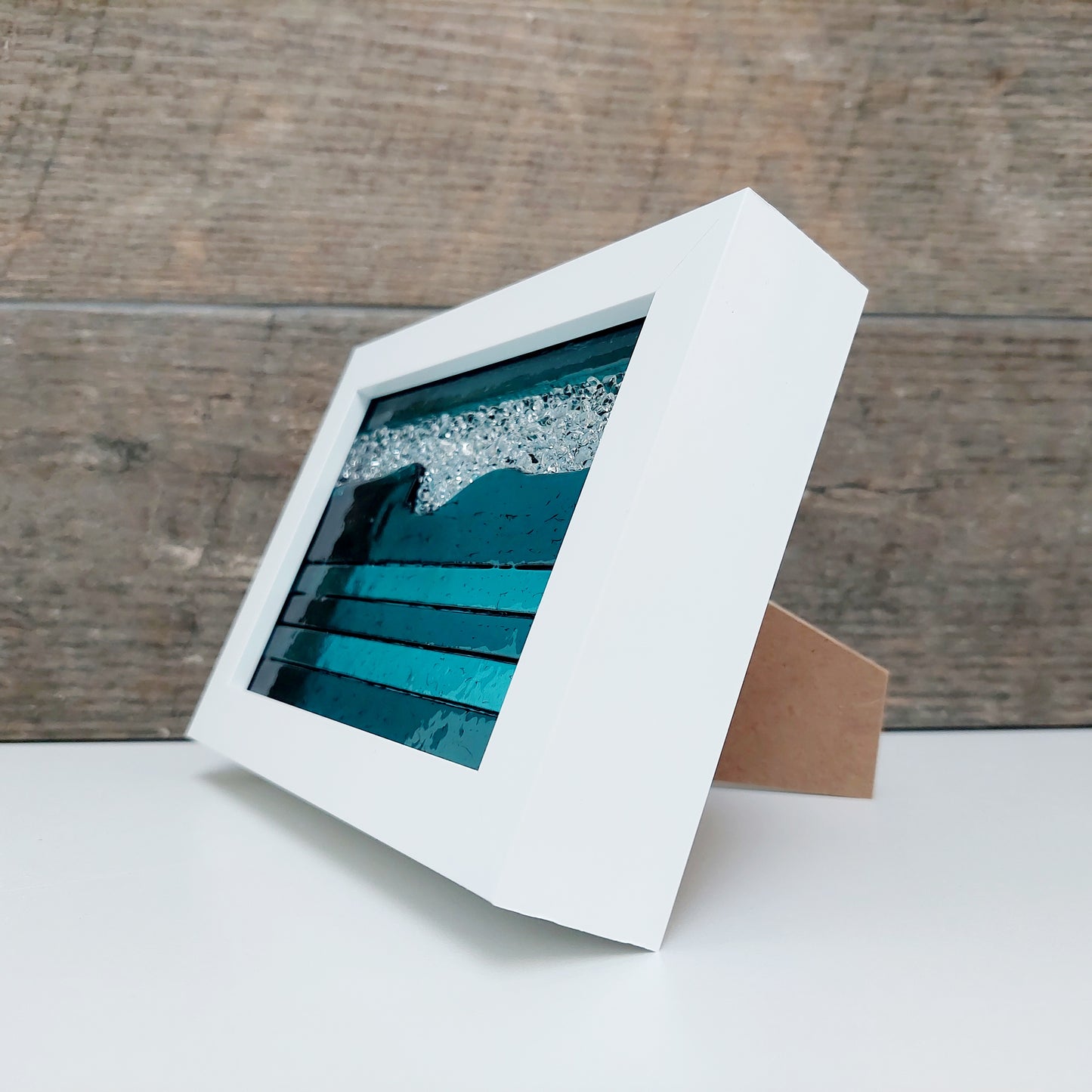 Handcrafted Teal & Aqua Framed Glass Picture - Lake District Inspired