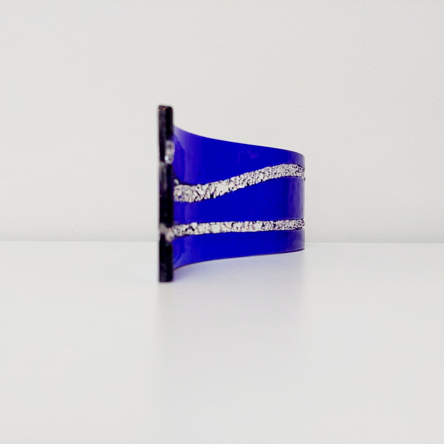 Handmade Cobalt Blue Glass Wave, Lake District Inspired Sculpture