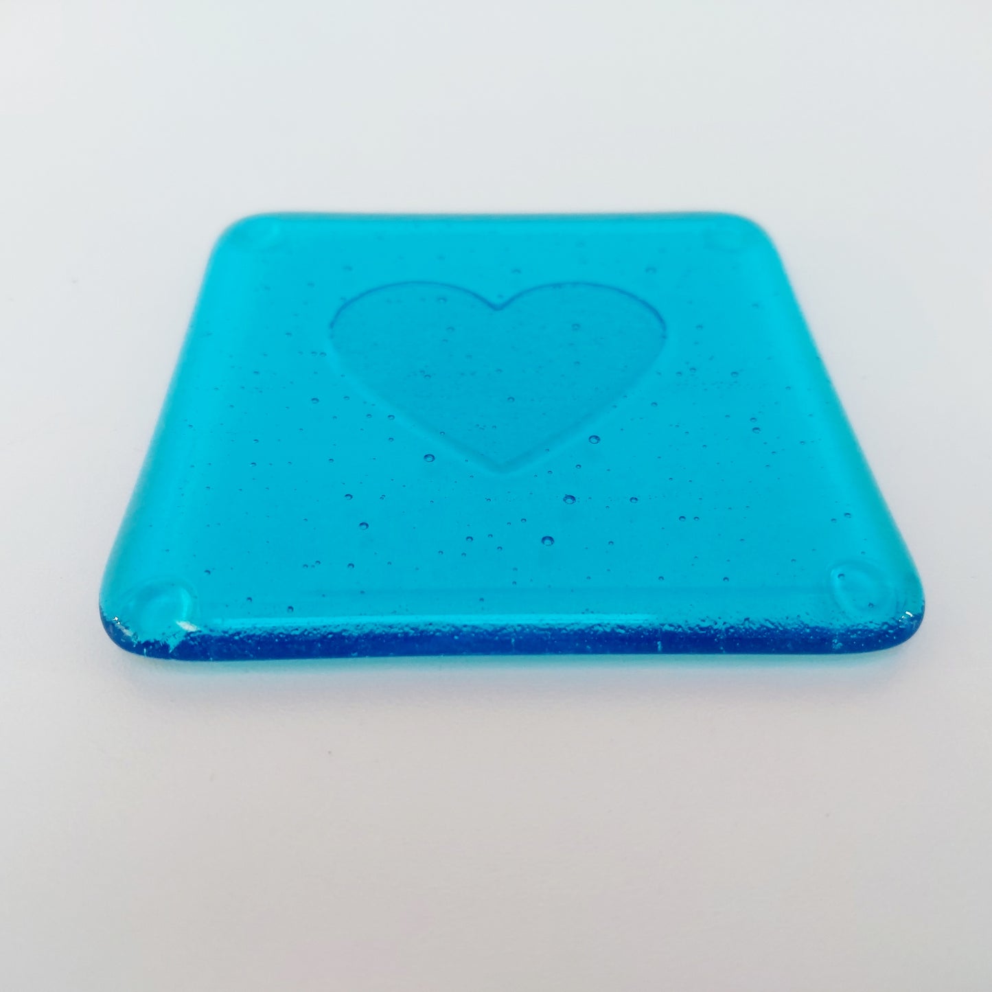 Turquoise Glass Heart Coaster