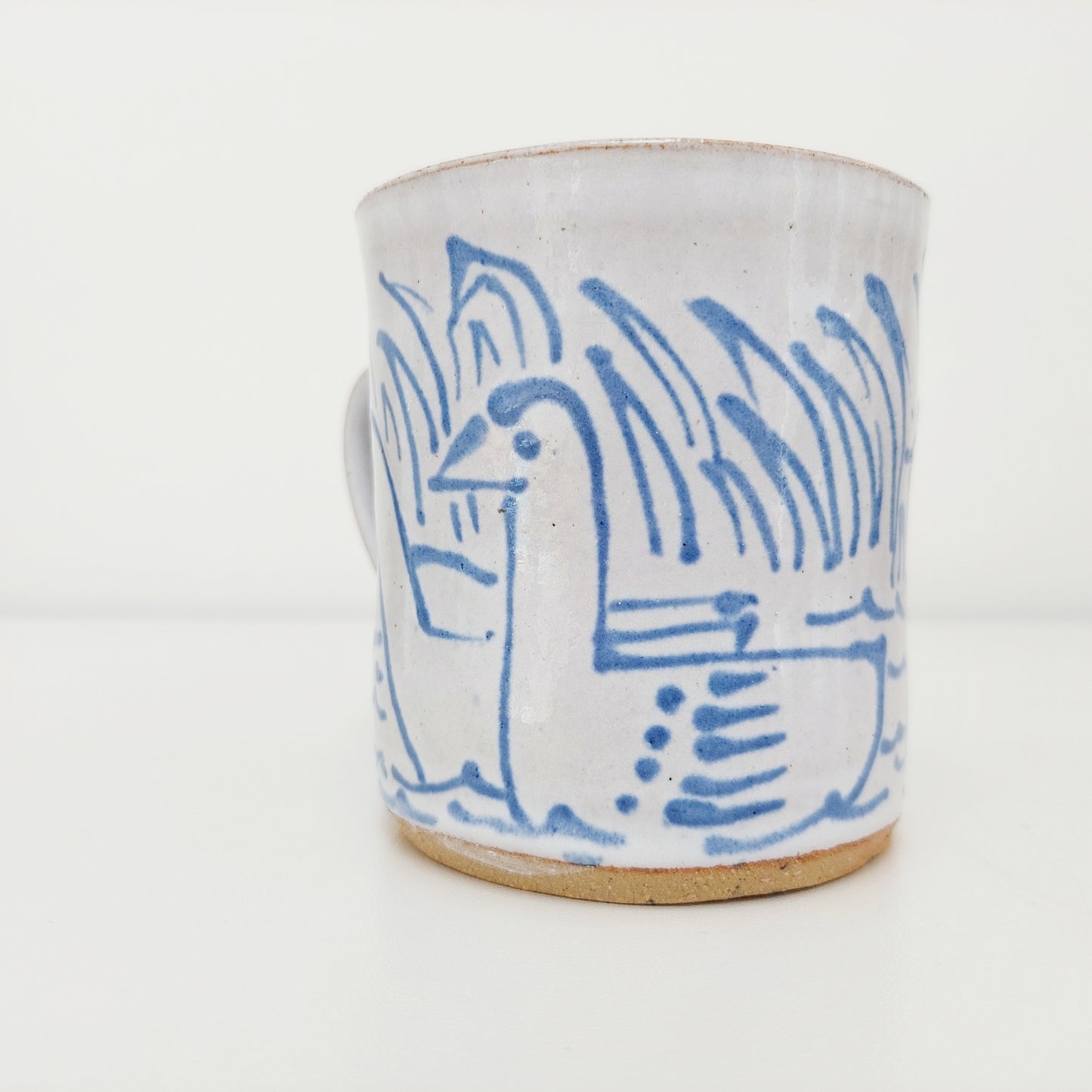 Handcrafted Earthenware Mug – Hans Ullrich | Blue & White Geese Design
