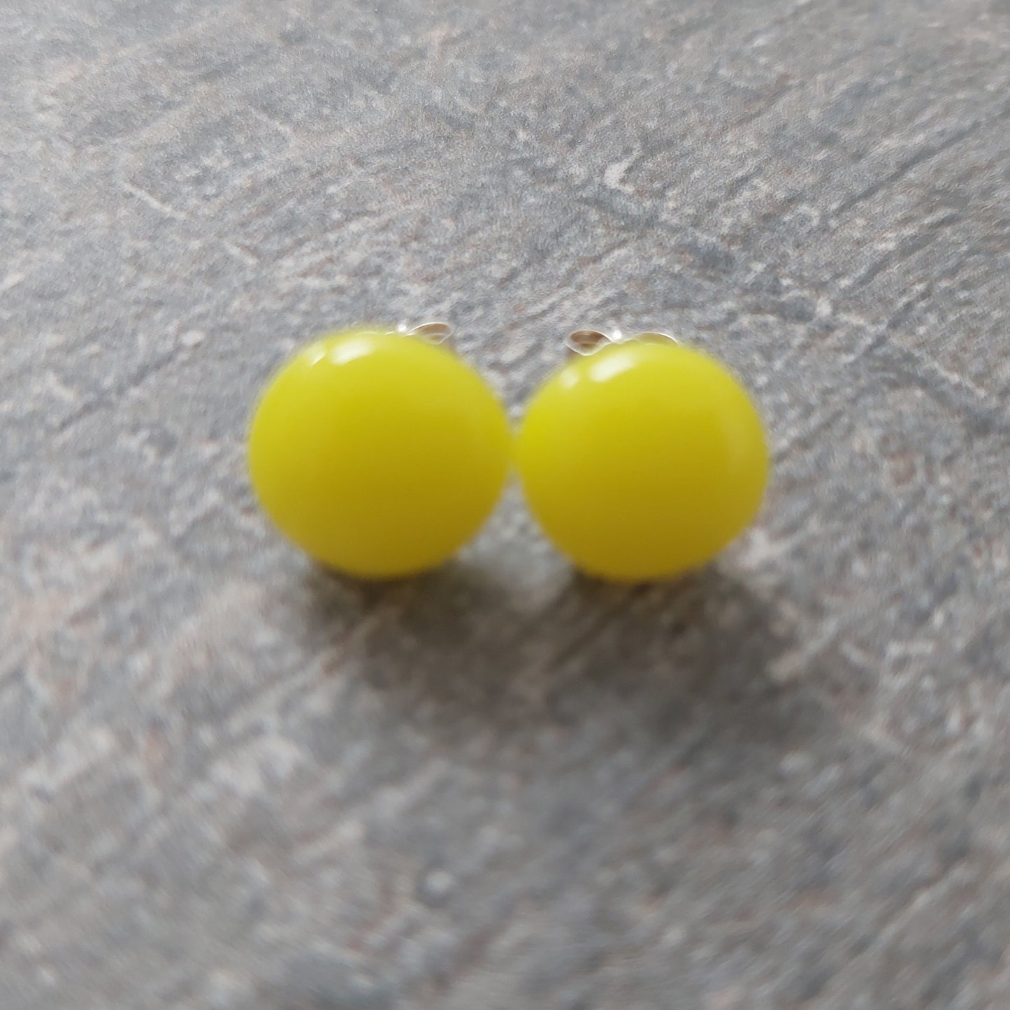 Yellow Glass Stud Earrings with Sterling Silver Posts