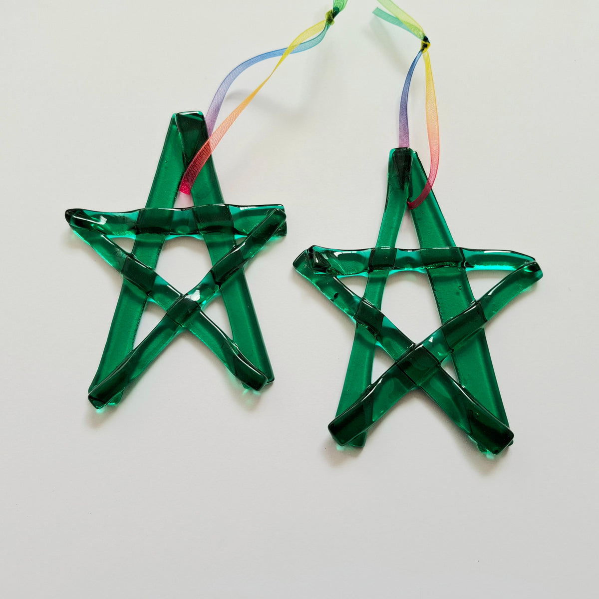 Handmade Emerald Green Glass Star | Christmas Tree Ornament
