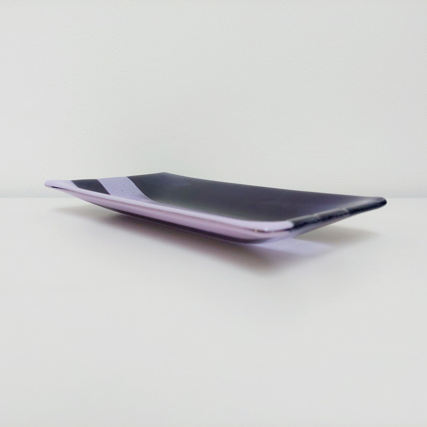 Midnight Glass Art Platter, Handmade Lilac and Purple Plate