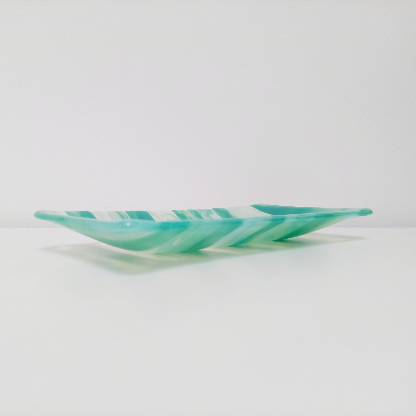 Rydal Water Glass Art Plate, Handcrafted Green Opaline Platter