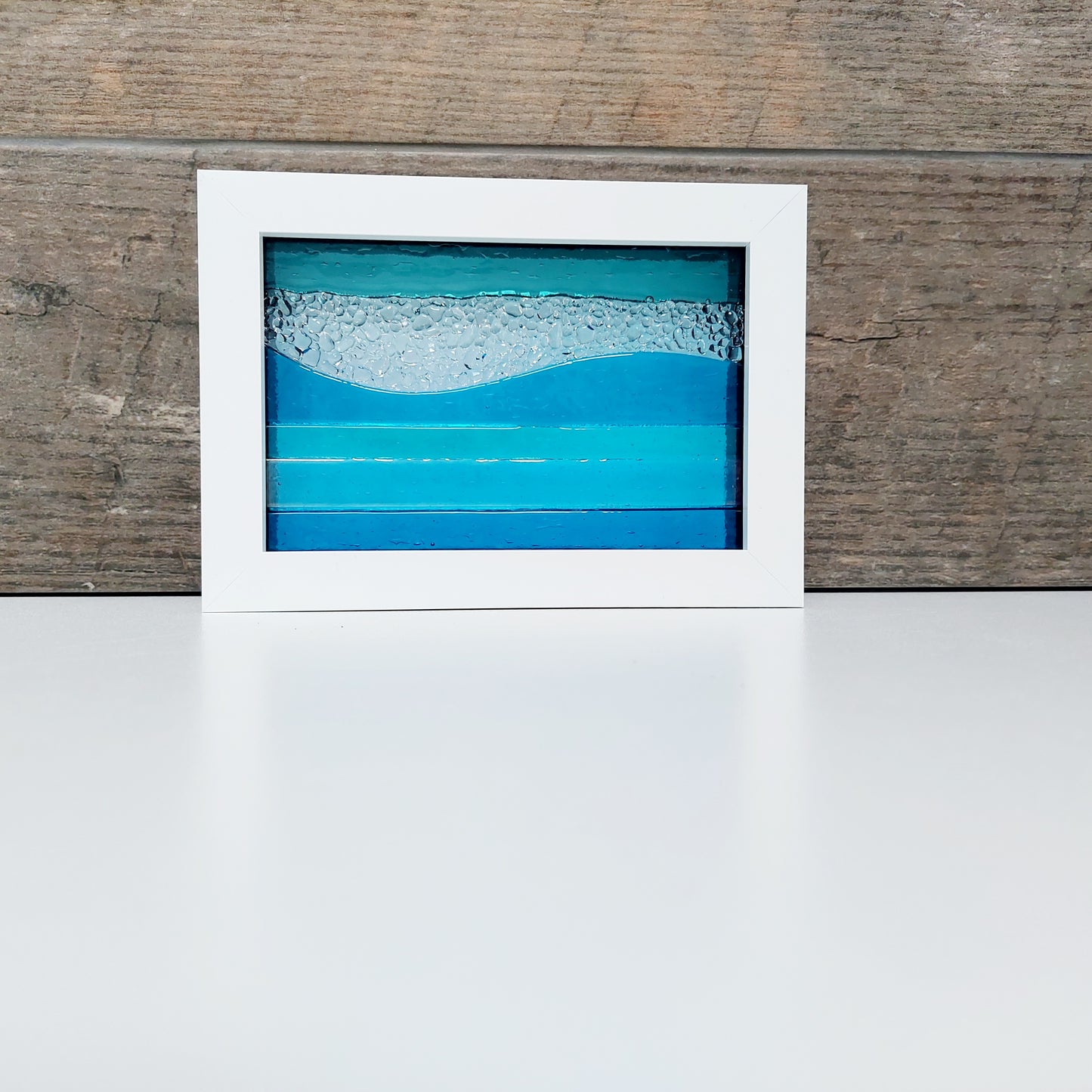 Turquoise & Aqua Framed Glass Picture - Derwent Water Inspired