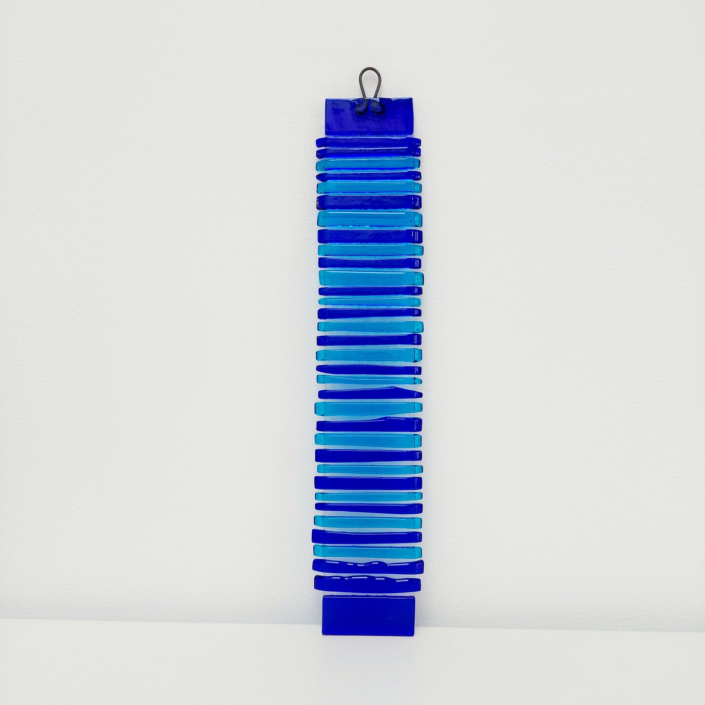 Abstract Turquoise and Cobalt Blue Glass Wish Stick, Handmade Suncatcher or Wall Hanging