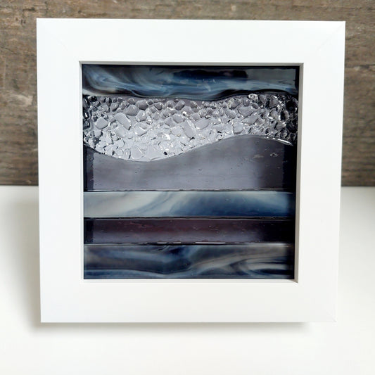 Grey Fused Glass Art Picture, Framed Lake District Landscape