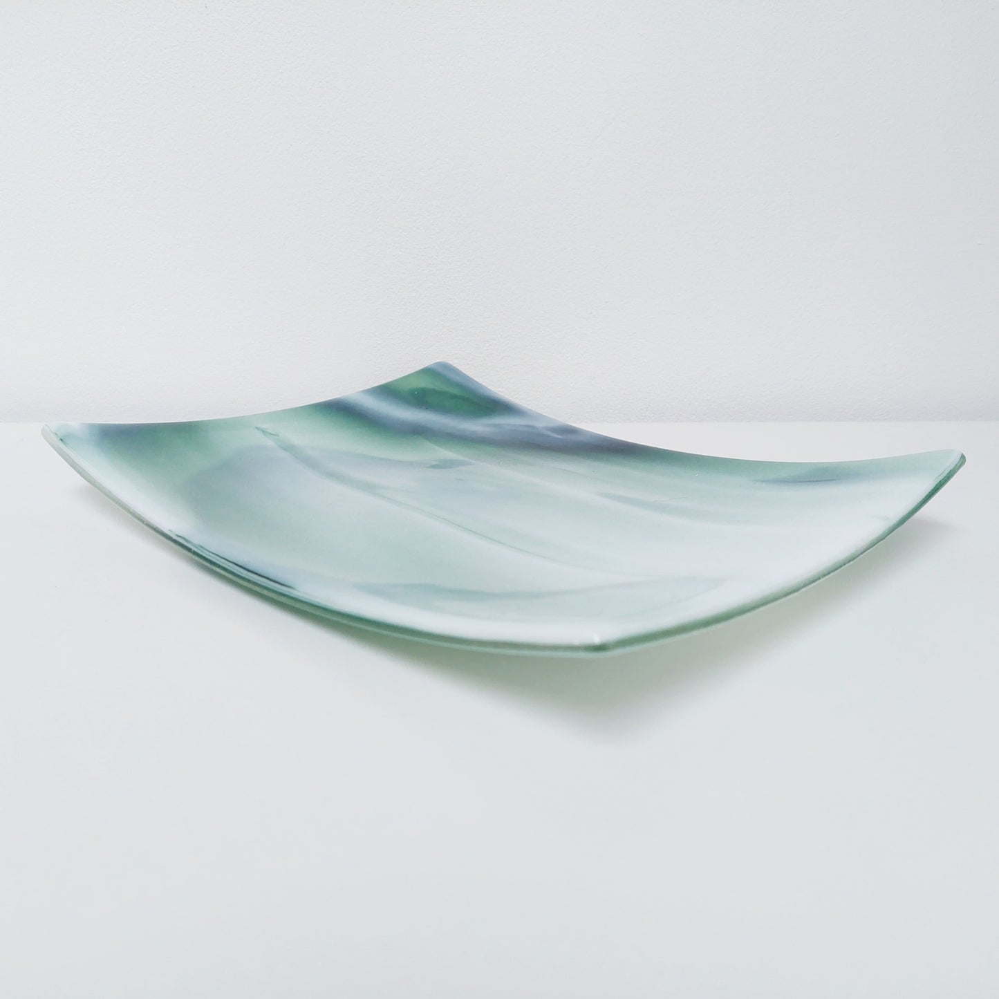 Large Green Glass Art Plate, Table Centrepiece