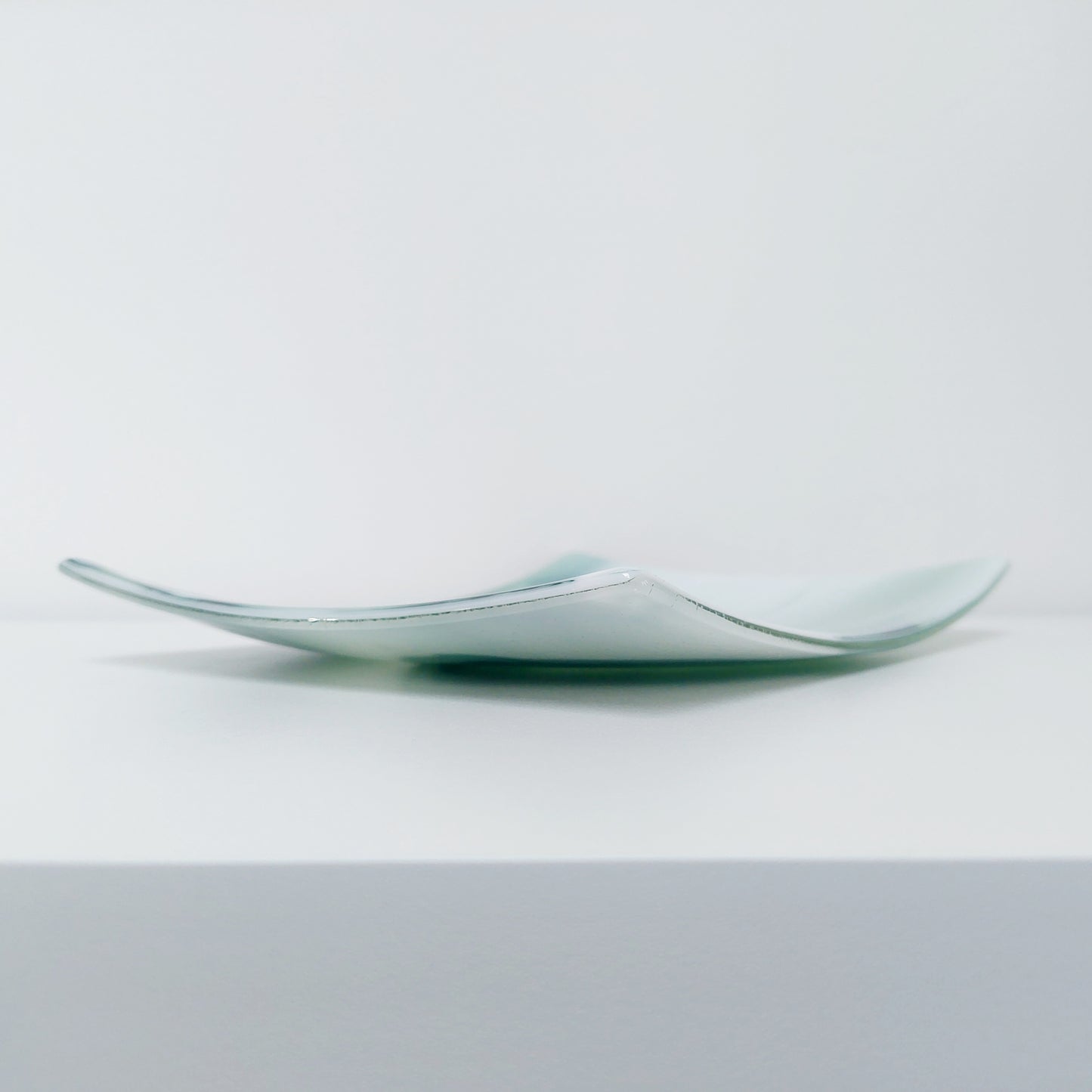 Large Green Glass Art Plate, Table Centrepiece