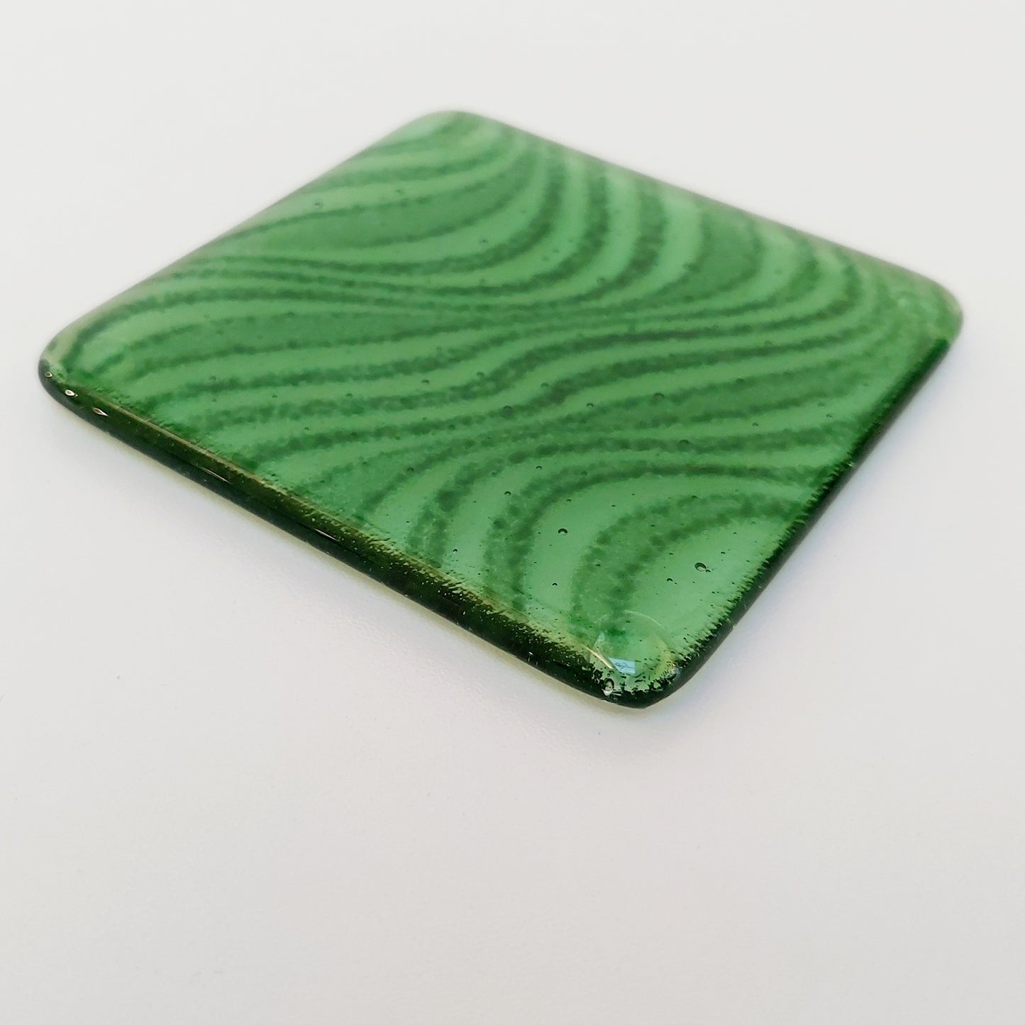 Grizedale Green Glass Art Coaster Handcrafted in the Lake District