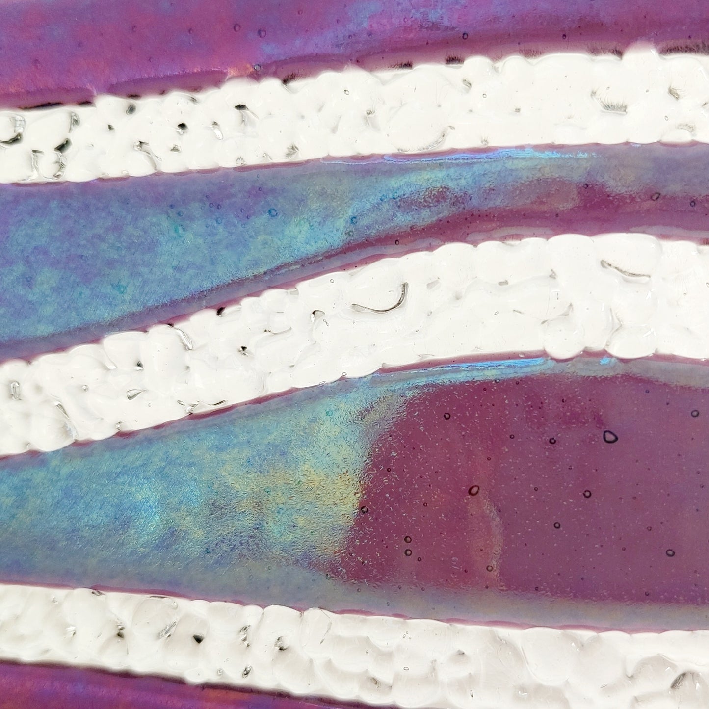 Amethyst Glass Wave Ornament, Handmade Art Glass Sculpture