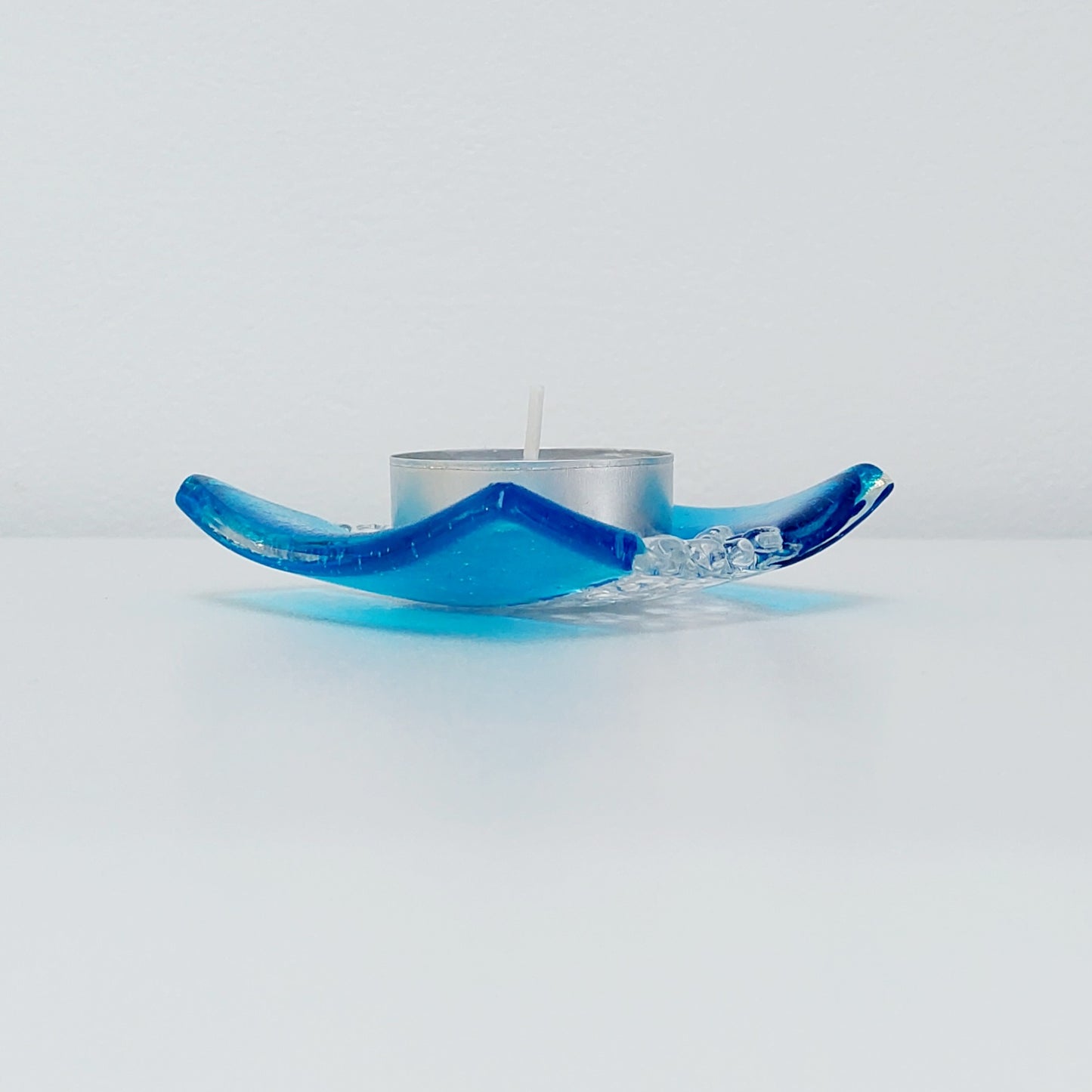 Textured Turquoise Glass Art Ring Bowl