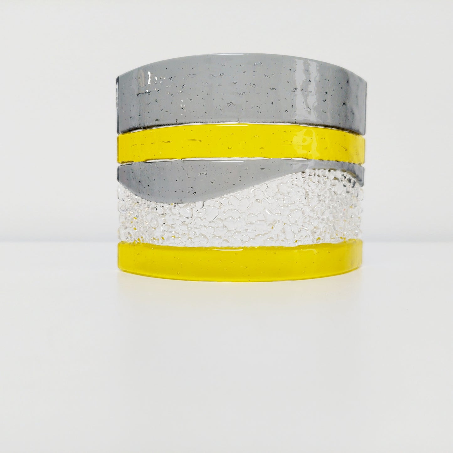 Yellow and Grey Glass Art Ornament Handcrafted in the Lake District
