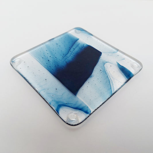 Coniston Water Aventurine Blue Glass Art Coaster