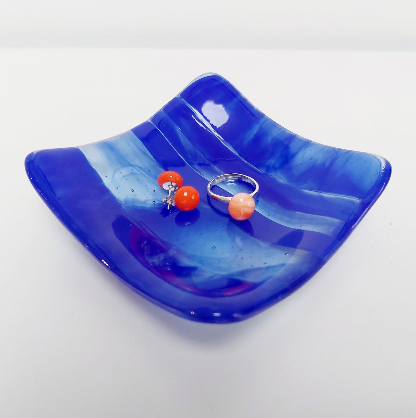 Cobalt Blue Glass Trinket Dish Handcrafted in the Lake District