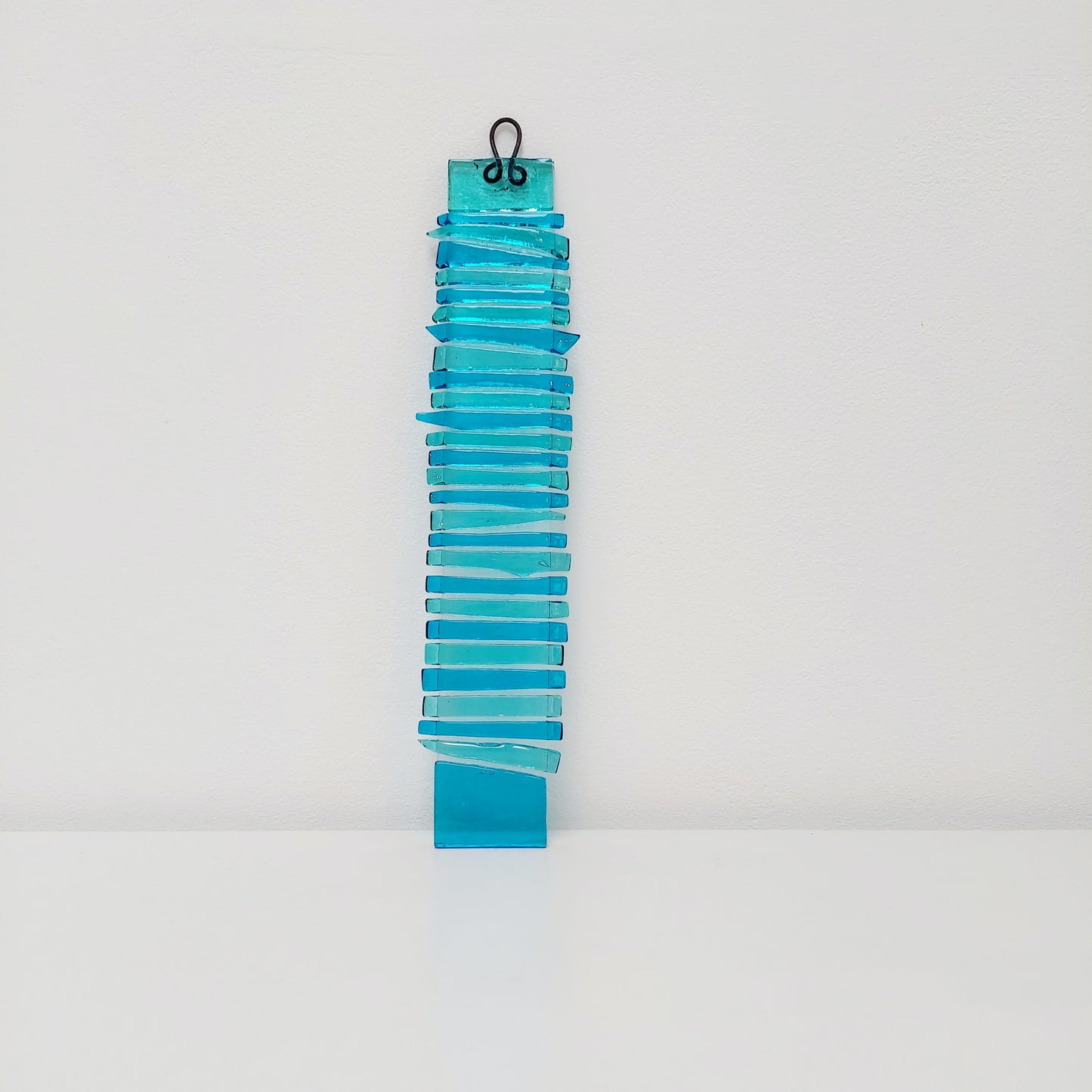 Aqua Turquoise Glass Wish Stick, Handmade Fused Glass Suncatcher