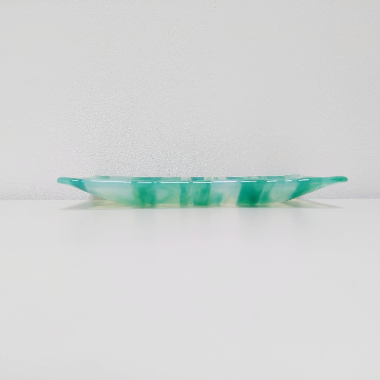 Rydal Water Glass Art Plate, Handcrafted Green Opaline Platter