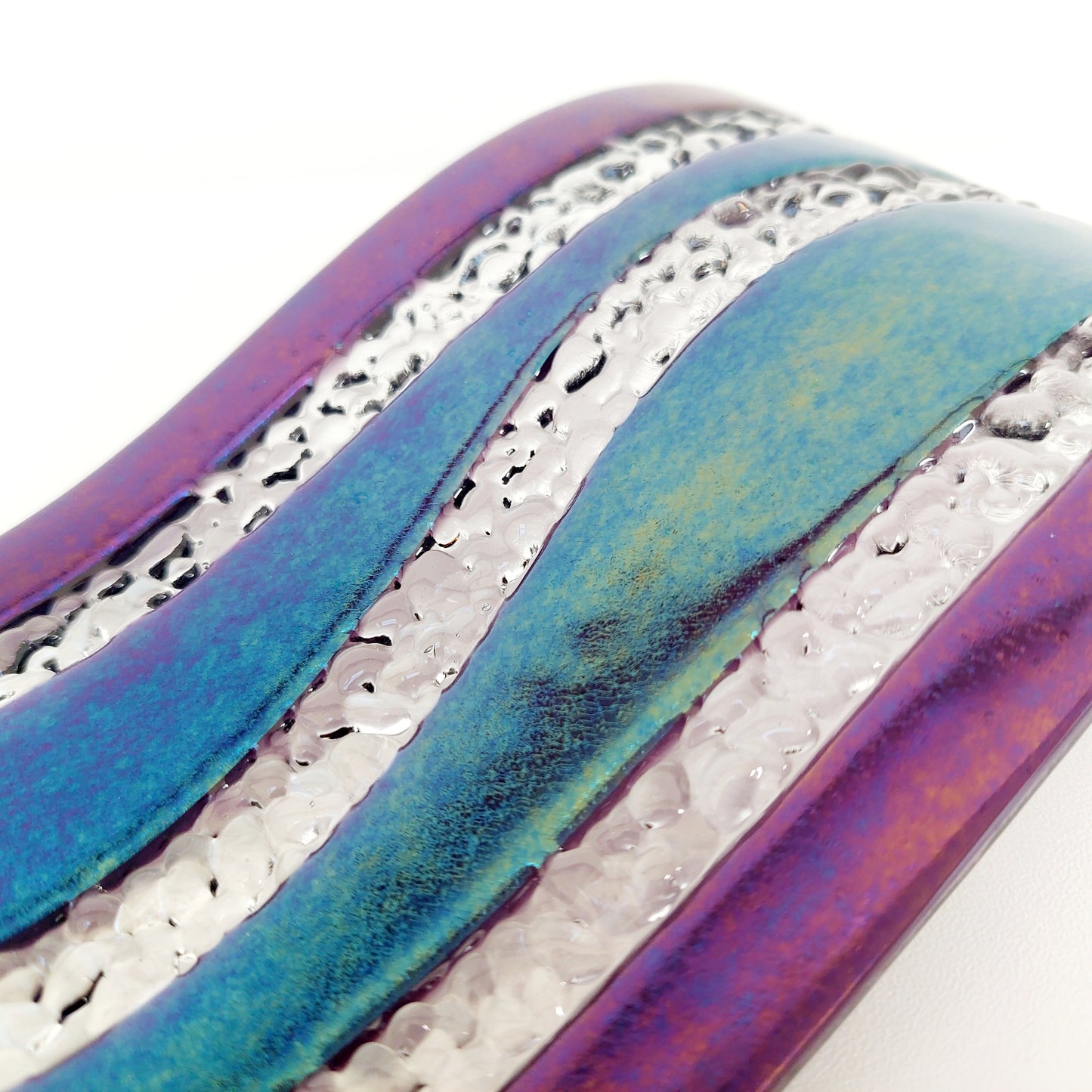 Amethyst Glass Wave Ornament, Handmade Art Glass Sculpture