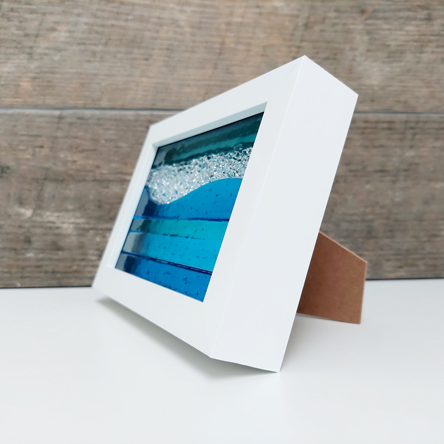 Turquoise & Aqua Framed Glass Picture - Derwent Water Inspired