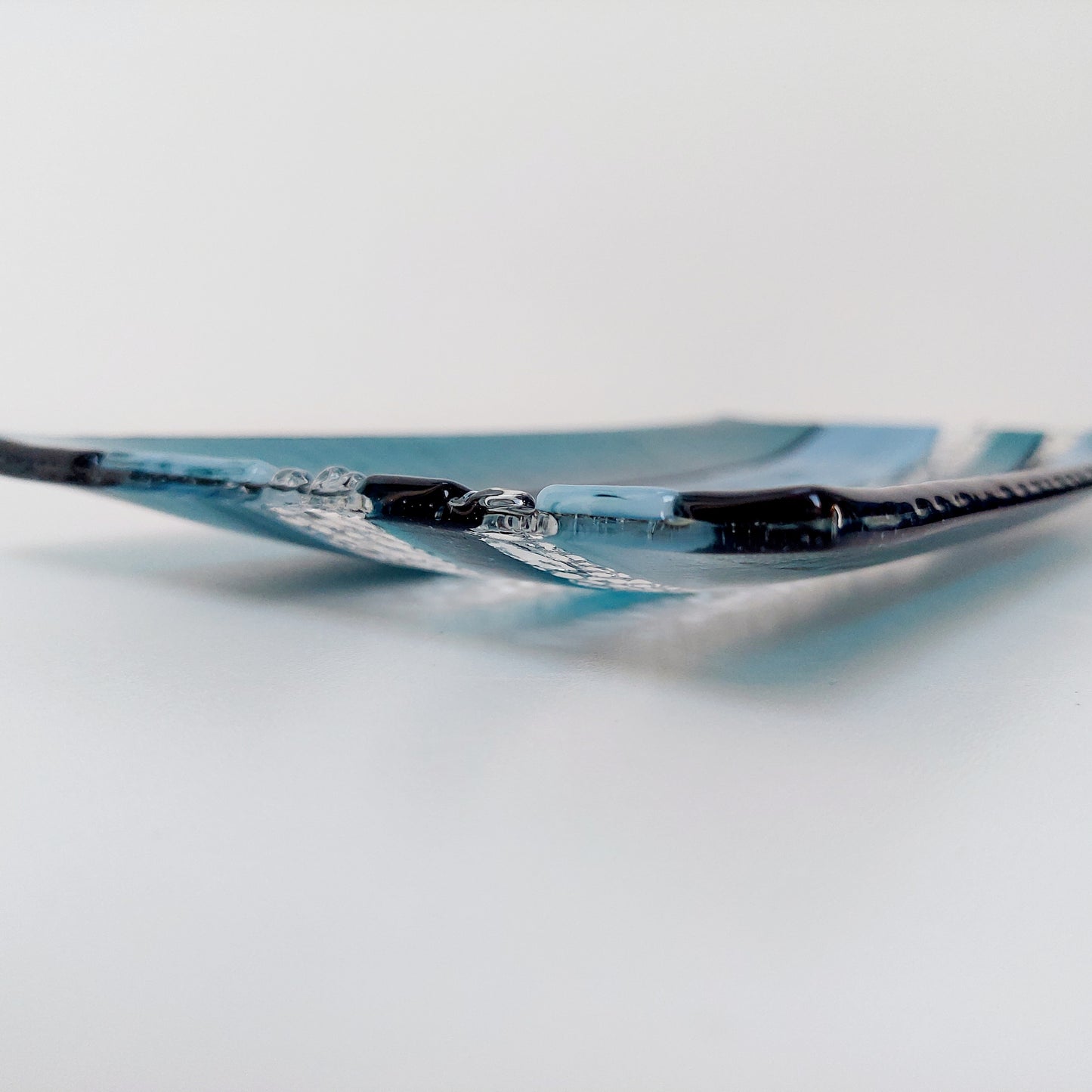 Sea Blue Textured Glass Plate, Coffee Table Centerpiece, Derwent Water Inspired