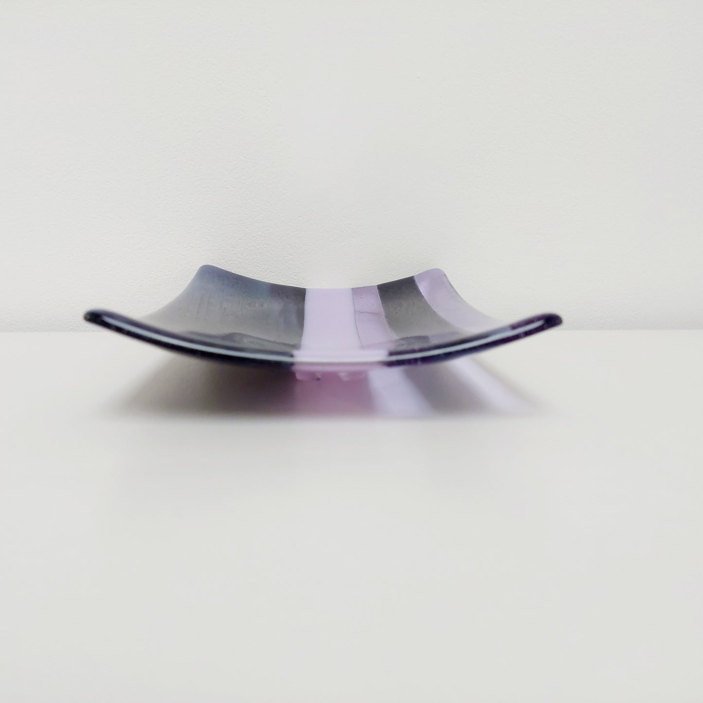 Midnight Glass Art Plate, Handmade Lilac and Purple Decorative Tray