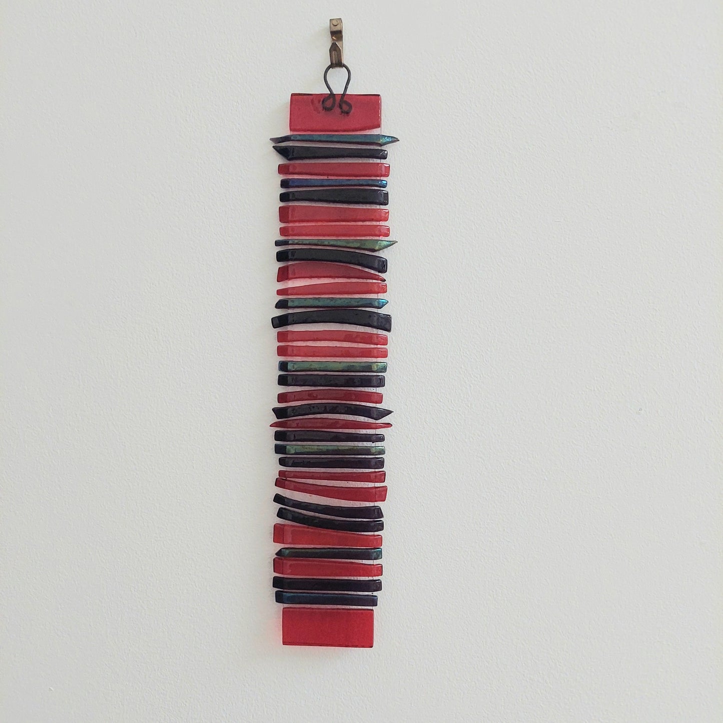 Abstract Amethyst and Red Glass Wish Stick | Suncatcher: 30 x 6 cm